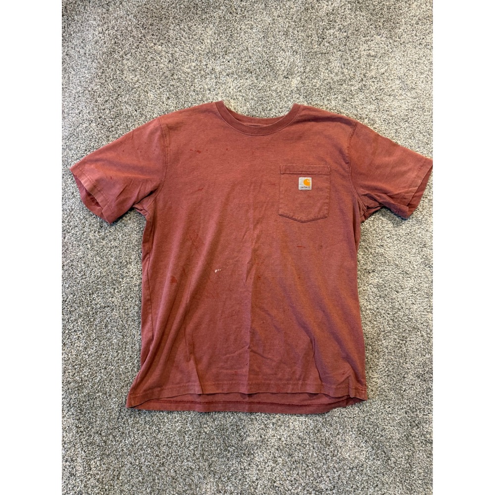 Carhartt Pocket T-Shirt Mens L Red Relaxed Fit Short Sleeve Distressed 103296 *